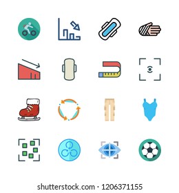 fitness icon set. vector set about eye tracking, pants, loss and injury icons set.