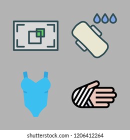 fitness icon set. vector set about injury, compress, underwear and focus icons set.