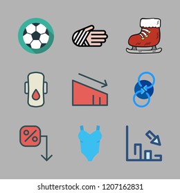 fitness icon set. vector set about football, injury, loss and ice skate icons set.