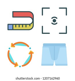 fitness icon set. vector set about underwear, measuring tape, spin and focus icons set.