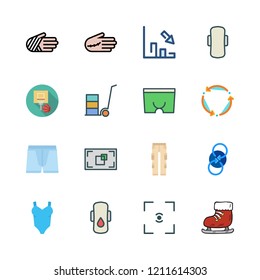 fitness icon set. vector set about spin, pants, ice skate and boxer icons set.