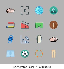 fitness icon set. vector set about bicycle, pants, cereal and underwear icons set.