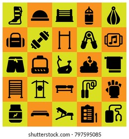 Fitness icon set vector. ball, bike, cloth and step