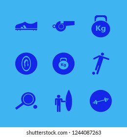 fitness icon. fitness vector icons set female mirror, weight, football shoe and whistle