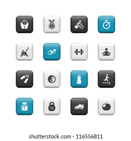 Fitness icons. Buttons