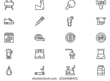 Fitness icons collection is a vector illustration with editable stroke.