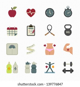 Fitness Icons and Health Icons with White Background