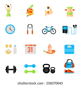 Fitness Icons and Health Icons with White Background