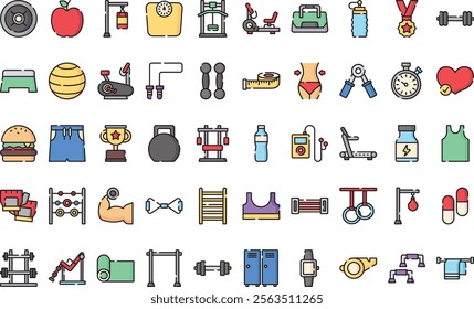 Fitness icons High-Quality Vector Icons Collection with Editable Stroke. Ideal for Professional and Creative Projects.