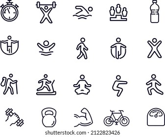 Fitness Icons Line Set Vector Design 