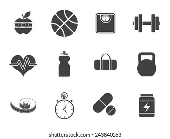 Fitness icons, modern flat design
