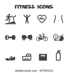 fitness icons, mono vector symbols