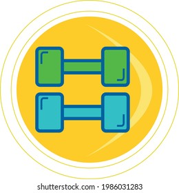 Fitnesssymbole, mehrfarbiges Vektorbild, kreiselgelber Hintergrund.