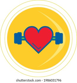 fitness icons, multicolored vector image, circular yellow background.