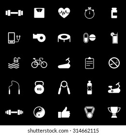 Fitness icons on black background, stock vector