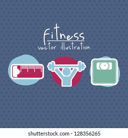 fitness icons over blue background. vector illustration