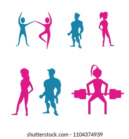 Fitness icons over white background, vector illustration.