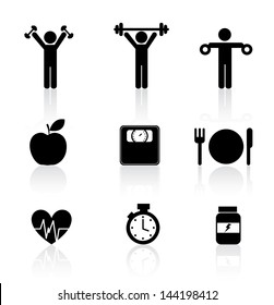 fitness icons over white background vector illustration