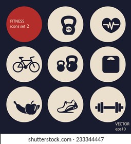 fitness icons set 2 vector illustration, eps10, easy to edit