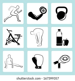 fitness icons set