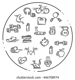 fitness icons set