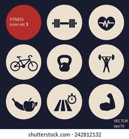 fitness icons set 3 vector illustration, eps10, easy to edit