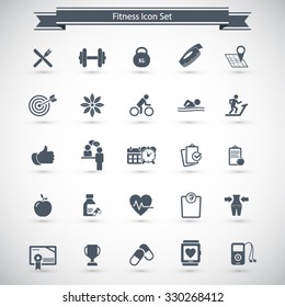 Fitness Icons set - set of fitness icons / amenities. 