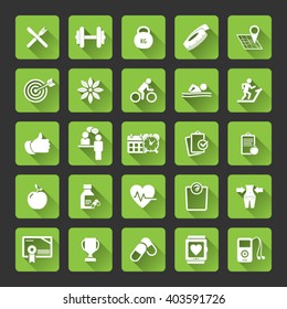 Fitness Icons set - set of fitness icons / amenities.