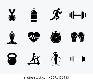 Fitness Icons Set. Editable vector icon. Perfect for web and app interfaces, presentations, info graphics, etc. 
