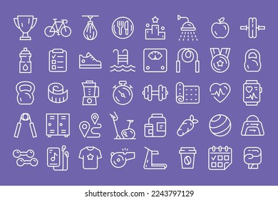 Fitness Icons set. Minimal thin line web icon set. Collection icons fitness, gym and health care. Outline icons collection