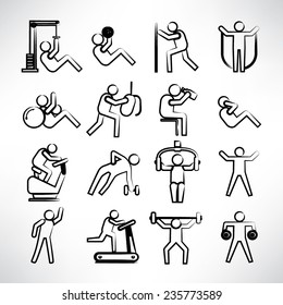 fitness icons set, sketch line