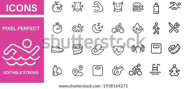 Fitness Icons Set vector design\
