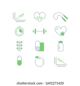 fitness icons set  vector illustration, eps10