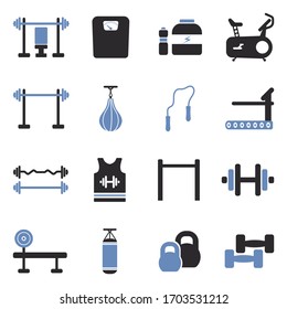 Fitness Icons. Two Tone Flat Design. Vector Illustration.