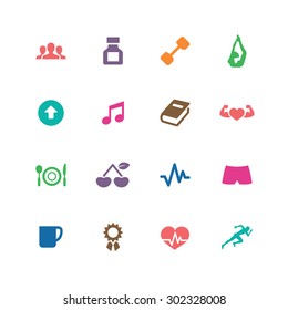 fitness icons universal set for web and mobile