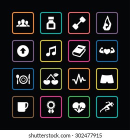 fitness icons universal set for web and mobile