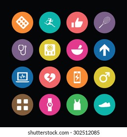 fitness icons universal set for web and mobile