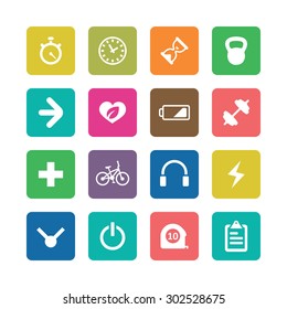 fitness icons universal set for web and mobile