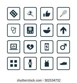 fitness icons universal set for web and mobile
