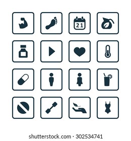 fitness icons universal set for web and mobile