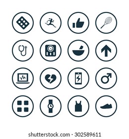 fitness icons universal set for web and mobile