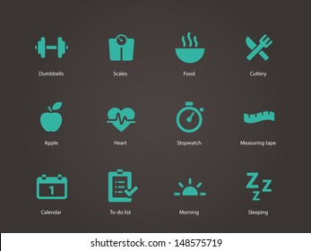 Fitness icons. Vector illustration.