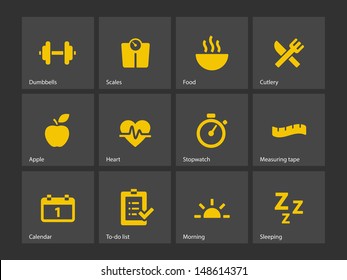 Fitness icons. Vector illustration.