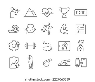 Fitness Icons - Vector Line. Editable Stroke.