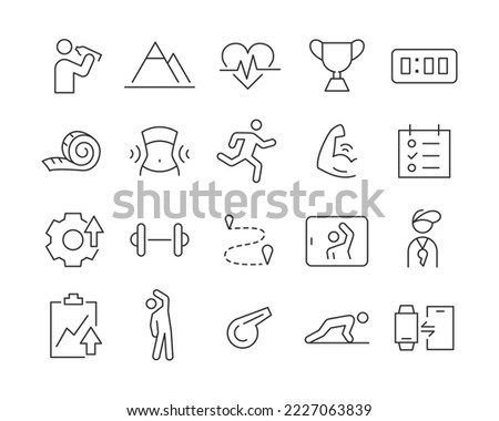 Fitness Icons - Vector Line. Editable Stroke.