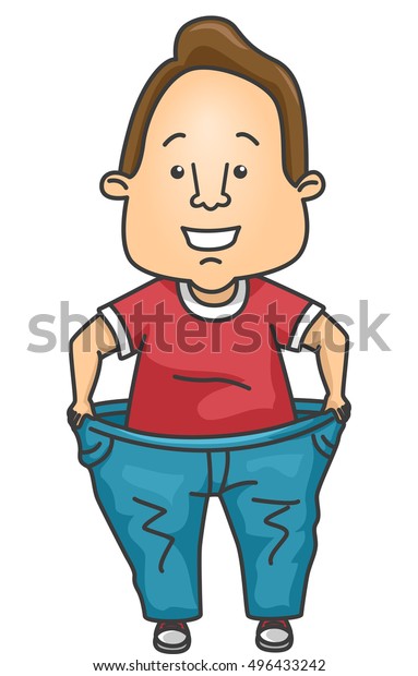 Fitness Illustration Satisfied Man Loose Jeans Stock Vector (Royalty ...