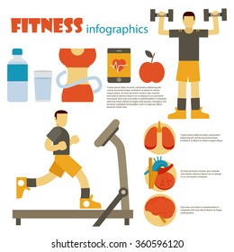 Fitness infographics in flat design. Vector illustration . Apply to website , book cover , poster , infographics .