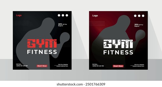 Fitness instagram gym social media posts, and banner design