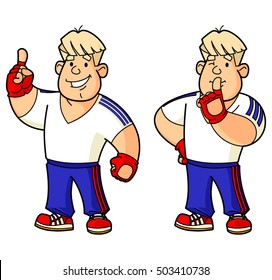 Fitness instructor, coach, athlete. Set mascots.