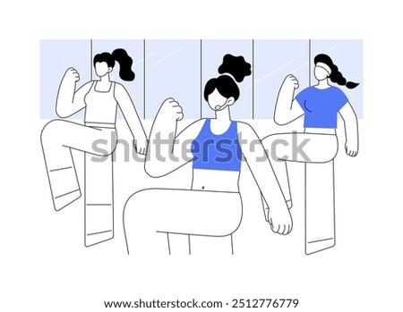 Fitness instructor isolated cartoon vector illustrations. Sporty girl working as fitness instructor, group training at gym, healthy lifestyle, professional coach service vector cartoon.